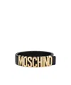 Moschino Crystal-embellished Leather Belt In Black