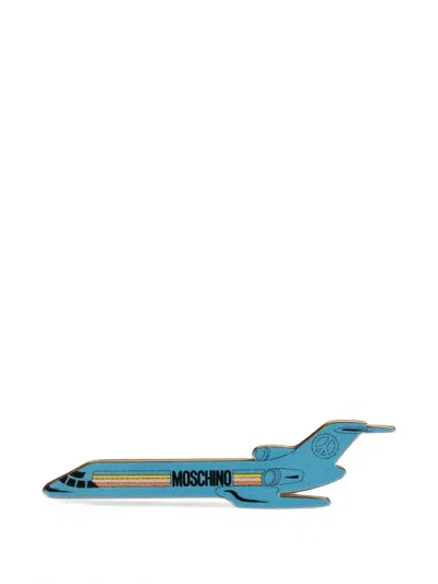 Moschino Airplane-shape Brooch In Yellow