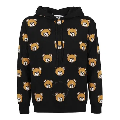 Moschino All-over Bear Print Wool Sweater In Black