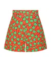 Moschino Cherry Print High Waist Shorts In Green