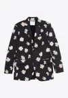 Moschino All-over Daisy Print Blazer In Black