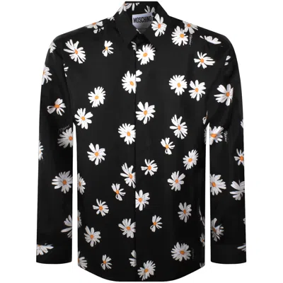 MOSCHINO MOSCHINO ALL OVER DAISY PRINT SILK SHIRT BLACK