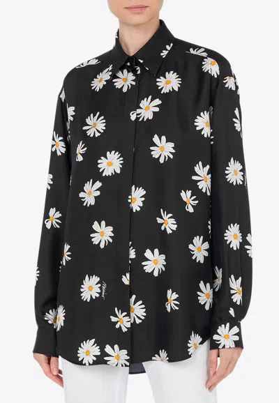 MOSCHINO ALL-OVER DAISY PRINT SILK TWILL SHIRT