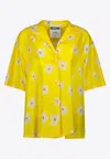 Moschino All-over Daisy Print Silk Twill Shirt In Yellow