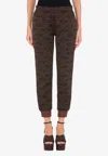 Moschino All-over Jacquard Logo Pants In Brown
