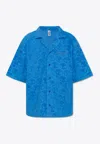 Moschino Swim Towelling Short Sleeve Shirt Blue In Blue