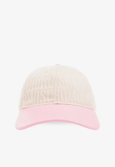 Moschino All-over Logo Baseball Cap In Pink