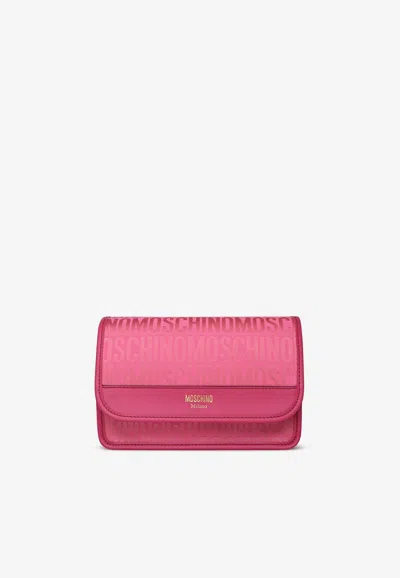 Moschino All-over Logo Crossbody Bag In Pink