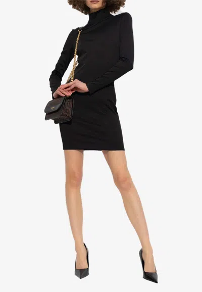 Moschino All-over Logo Mini Dress In Black