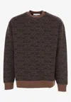 Moschino All-over Logo Pullover Sweatshirt In Brown
