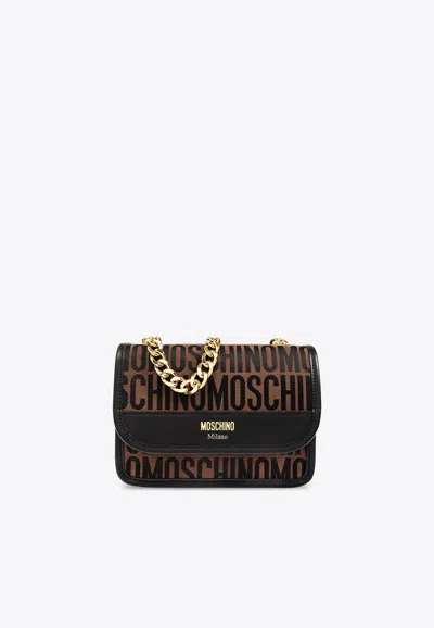 Moschino All-over Logo Shoulder Bag In Brown