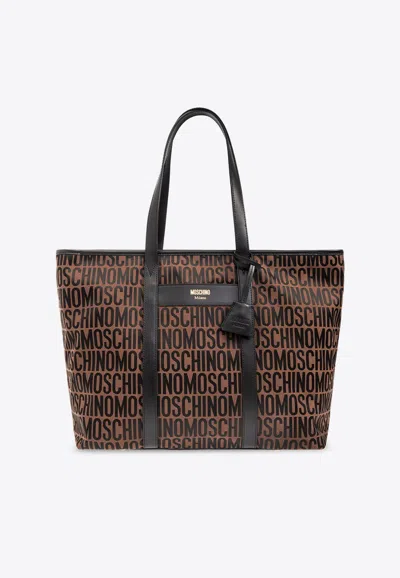 Moschino Logo-print Tote Bag In Black