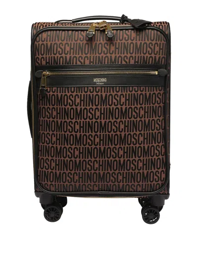 Moschino All Over Logo Trolley In Black