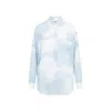 Moschino Blue Silk Long-sleeved Shirt