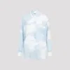 Moschino Blue Silk Long-sleeved Shirt In Azzurro