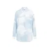 Moschino Blue Silk Long-sleeved Shirt In Blue