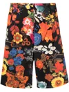 Moschino Multicolored Floral Shorts In Black