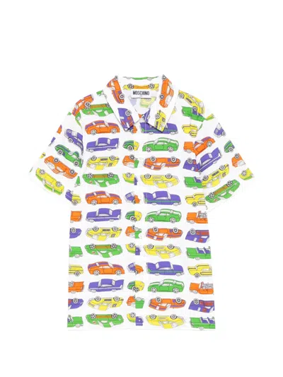 Moschino Kids' All-over Graphic Print Shirt In White