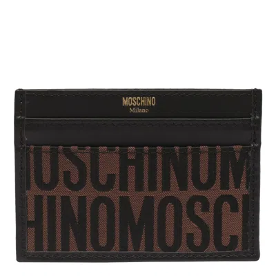 Moschino Allover Logo Cards Holder In Brown