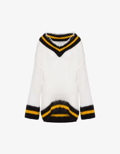 Moschino Pullover Aus Einer Alpakamischung In White