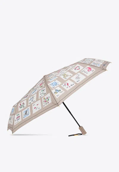 Moschino Alphabet-print Umbrella In Beige