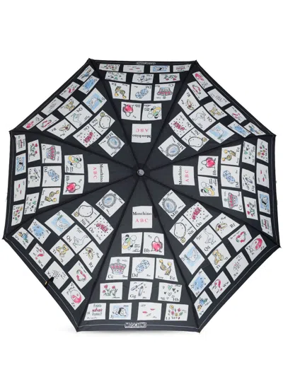 Moschino Alphabet-print Umbrella In Black