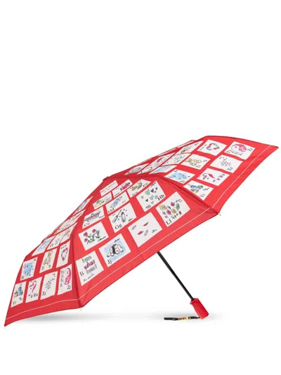 Moschino Alphabet-print Umbrella In Red