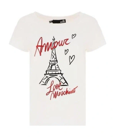 Moschino Amour Tour Eiffel T-shirt In White