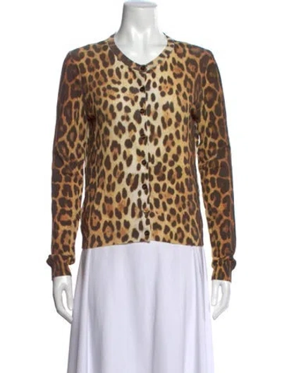 Pre-owned Moschino Animal Print Crew Neck Sweater In Brown