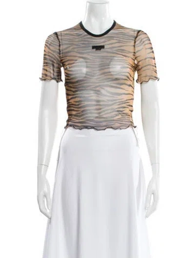 Pre-owned Moschino Animal Print Crew Neck Top In Brown