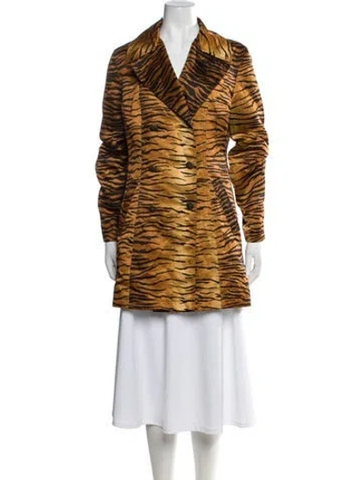 Pre-owned Moschino Animal Print Faux Fur Coat In Brown