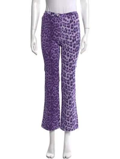 Pre-owned Moschino Animal Print Flared Pants In Purple
