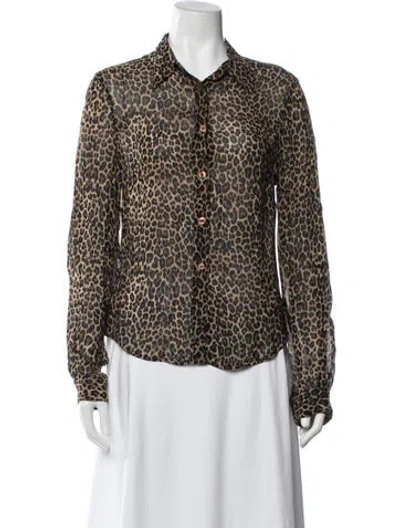 Pre-owned Moschino Animal Print Long Sleeve Top In Neutral