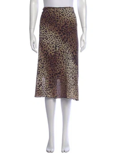 Pre-owned Moschino Animal Print Midi Length Skirt In Brown