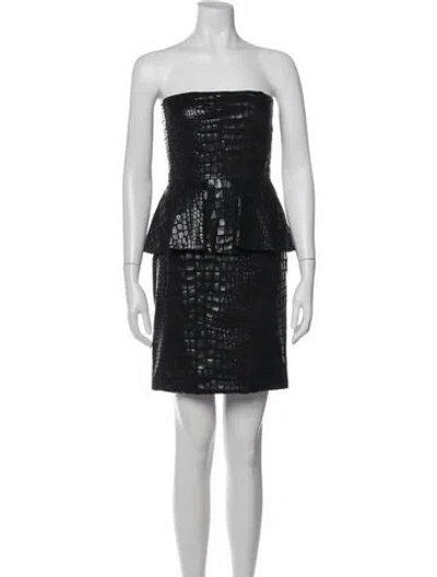 Pre-owned Moschino Animal Print Mini Dress In Black