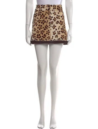 Pre-owned Moschino Animal Print Mini Skirt In Brown