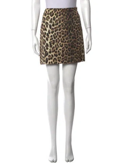 Pre-owned Moschino Animal Print Mini Skirt In Brown