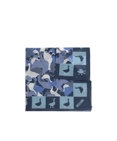 Moschino Animal Print Scarf In Blue