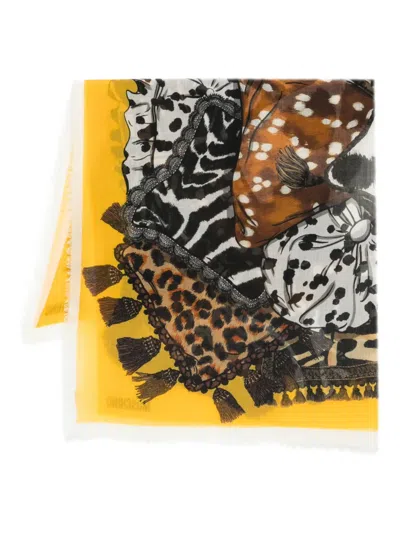 Moschino Animal-print Scarf In Multi