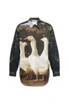 Moschino Voile Shirt Goose In Brown/neutrals