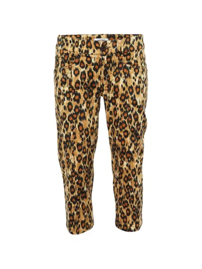 Pre-owned Moschino Animal-print Cropped Trousers In Brown