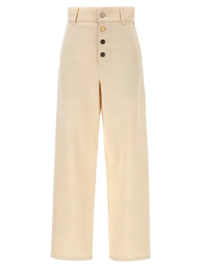 MOSCHINO ANKLE-LENGTH COTTON GABARDINE TROUSERS WITH HIGH WAIST