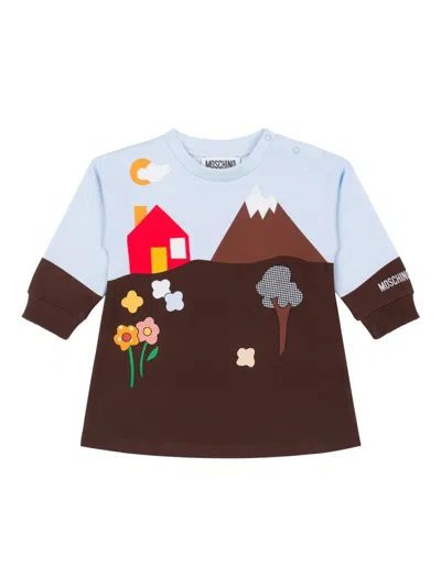 Moschino Babies' Appliqué-detail Long-sleeve Top In Multi