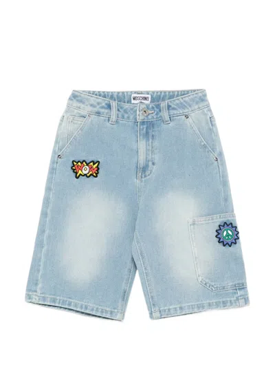 Moschino Kids' Appliqué Shorts In Blue