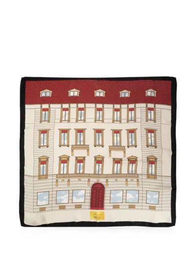 Moschino Architectural-print Silk Scarf In Neutral
