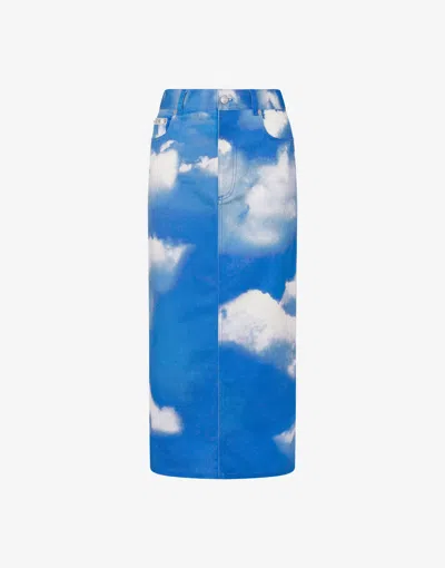 Moschino Archiv Clouds Baumwolle Stierrock In Blue
