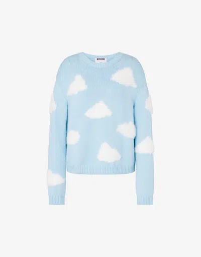 Moschino Archiv Clouds Pullover Aus Bio-baumwollmischung In Blue