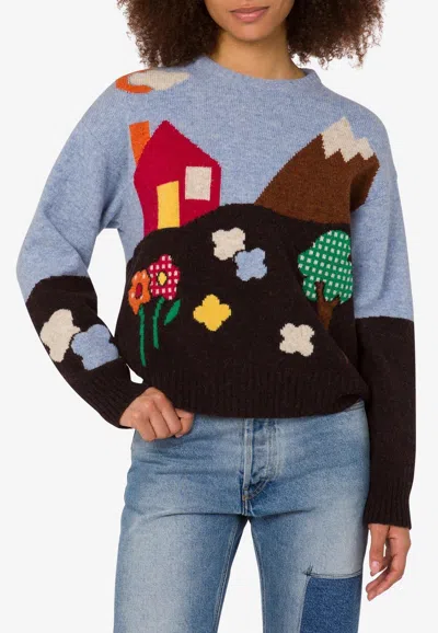 MOSCHINO ARCHIVAL MOTIF SHETLAND WOOL SWEATER