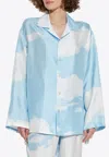 Moschino Archive Cloud Print Silk Shirt In Blue