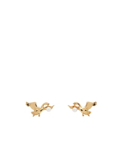 Moschino Archive Goose Earrings In Gold